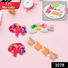Cute Cartoon Plush Hairpin Set (7 Pcs Set / Mix Colour), Hair accessories