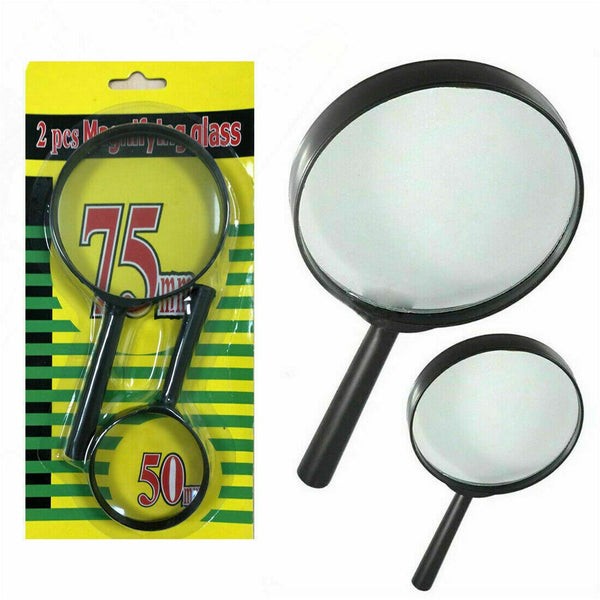 Magnifying Glass Lens – Dual-Sided Glass Magnifier for Reading & Eye Protection (75mm & 50mm, 2 Pc Set)