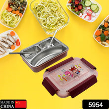 Food‑Safe Materials Kids Lunch Box With steel Spoon & chopsticks Compartment is Designed Made of 304 Stainless Steel Easy to Clean for School for Camping for Work for Home, Office