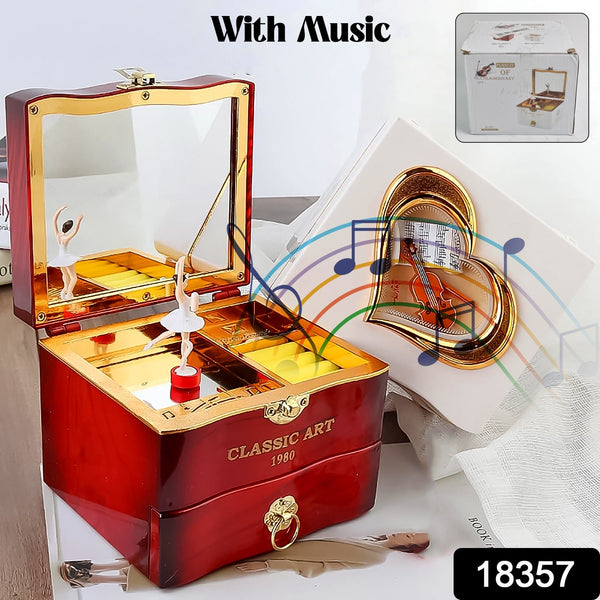 Dancer Ballerina Piano Music Box Hand Crank Music Plastic Box Gift (1 Pc)
