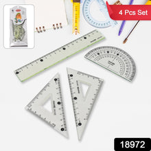4-Piece Geometry Set, Triangle Ruler Protractor Straight Ruler