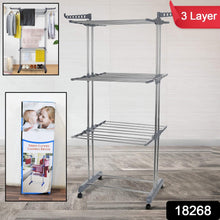 Premium Heavy Duty Stainless Steel 3 Layer Foldable Cloth Drying Stand (1 Set / With Color Box)