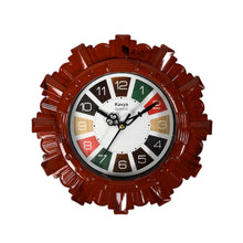 Wooden Look Round Wall Clock - Battery Operated, Easy-to-Read, Plastic Design for Home/Office