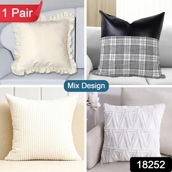 Pillow Covers, Couch Pillows Cover, Soft Decorative Cover (Mix Color & Design / 2 Pc)