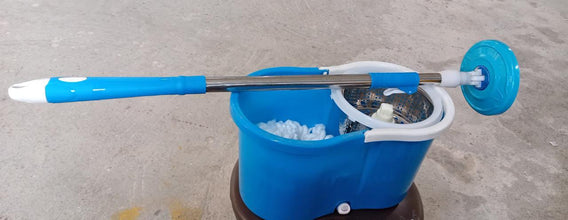 Spin Floor Cleaning Easy Advance Tech Bucket Mop and Rotating Steel Pole Head with 2 Microfiber Refill Heads for Household Floor Cleaning (MOQ :- 25pc)