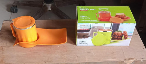 Snack Tray with 350ml Steel Cup for Kids & Home Use