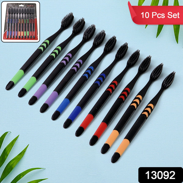 Soft Toothbrush With Plastic Round Box for Men and Women, Kids, Adults Plastic Toothbrush (10 pcs Set)