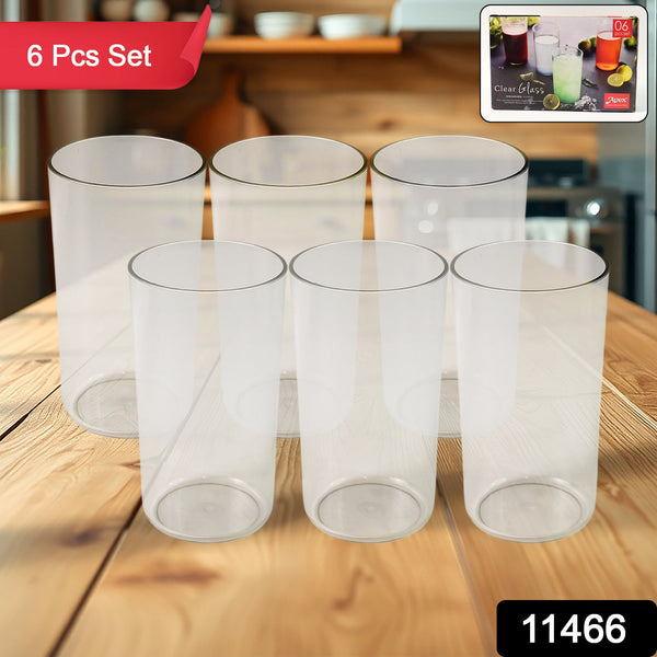 Apex Clear Plastic Tumbler / Glass Set – 6-Piece Unbreakable