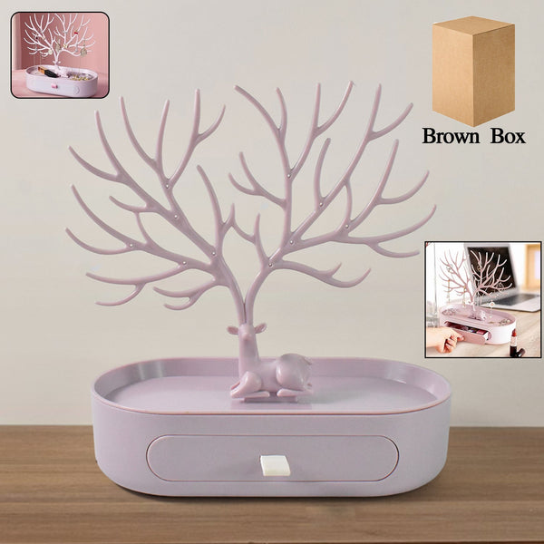 Plastic Jeweller Organizer Earring Holder and Necklace Rack With Drawer (1 Pc)